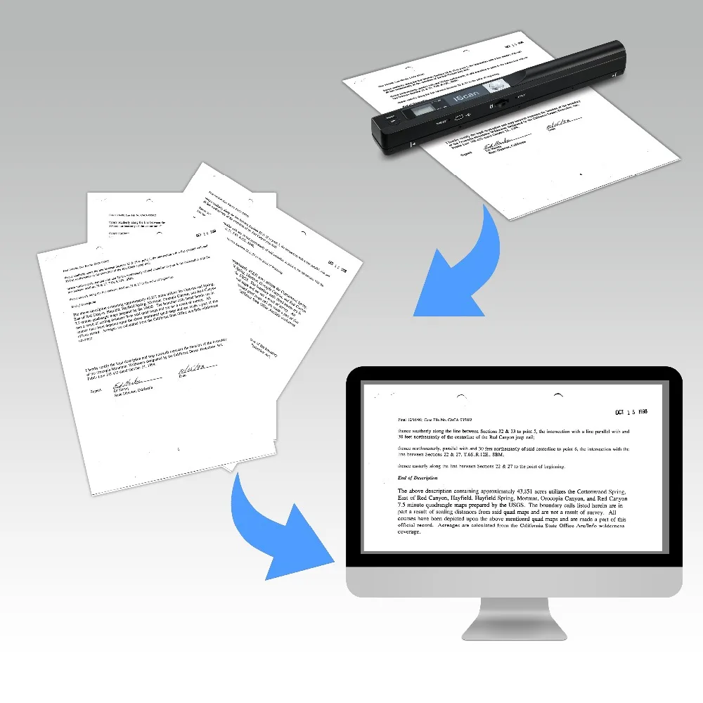 Handheld Mobile Portable Document Scanner 900DPI Photo Image A4 Hand Scanner Support JPG/PDF Format Pen Scanner