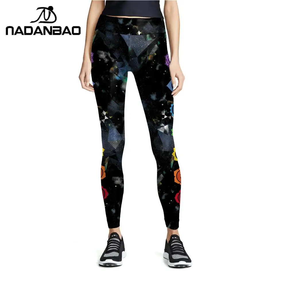 NADANBAO New Seven Chakra Geometric Printed Women Leggings Mandala Fitness High Waist Pants Aztec Round Flower Legins XL Size