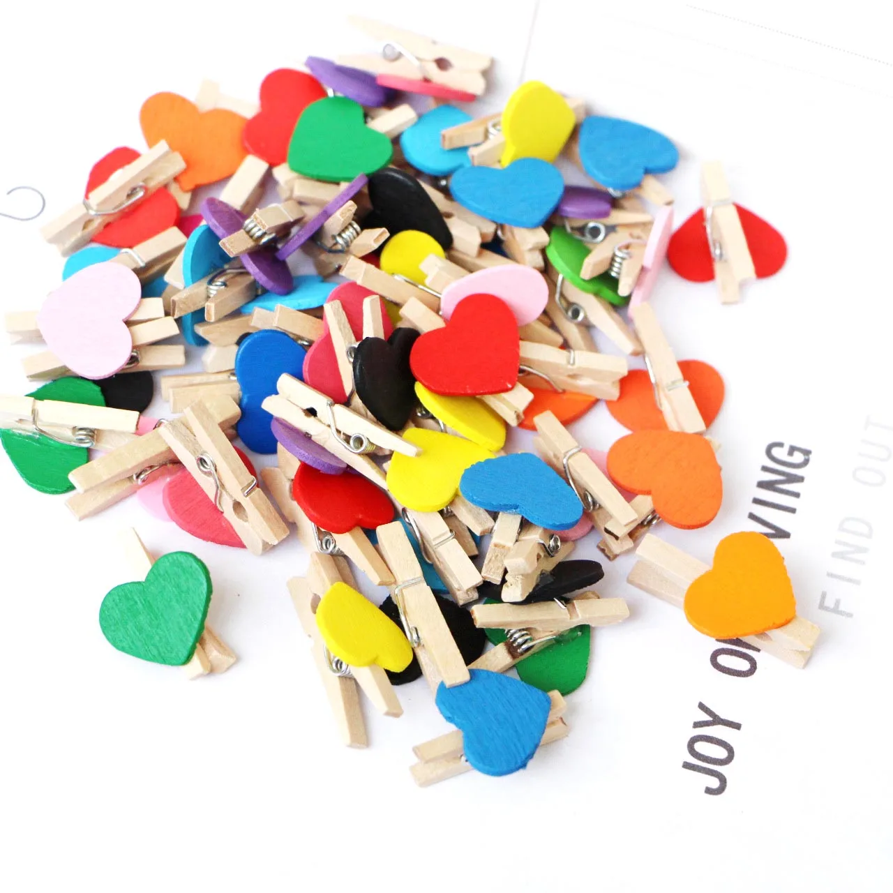 30x4mm 20pcs Wooden Colored Love Heart Photo Clip Memo Paper Peg Clothespin Stationery Valentine's Day Wedding Party Craft Decor