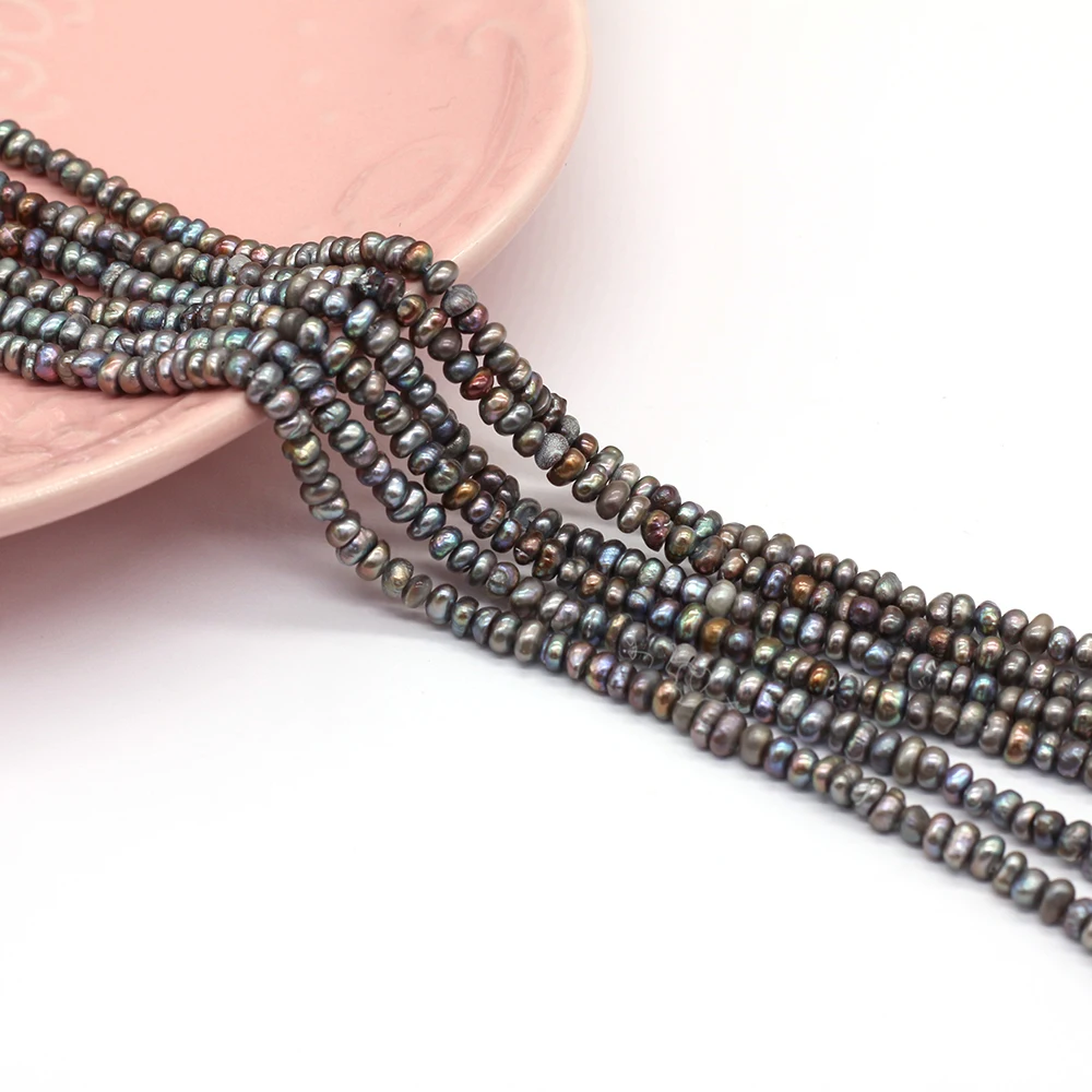 Natural Pearl Beads Freshwater Black Potato Pearls Small Beads for DIY Crafts Bracelet Necklace Jewelry Making 14'' Strand