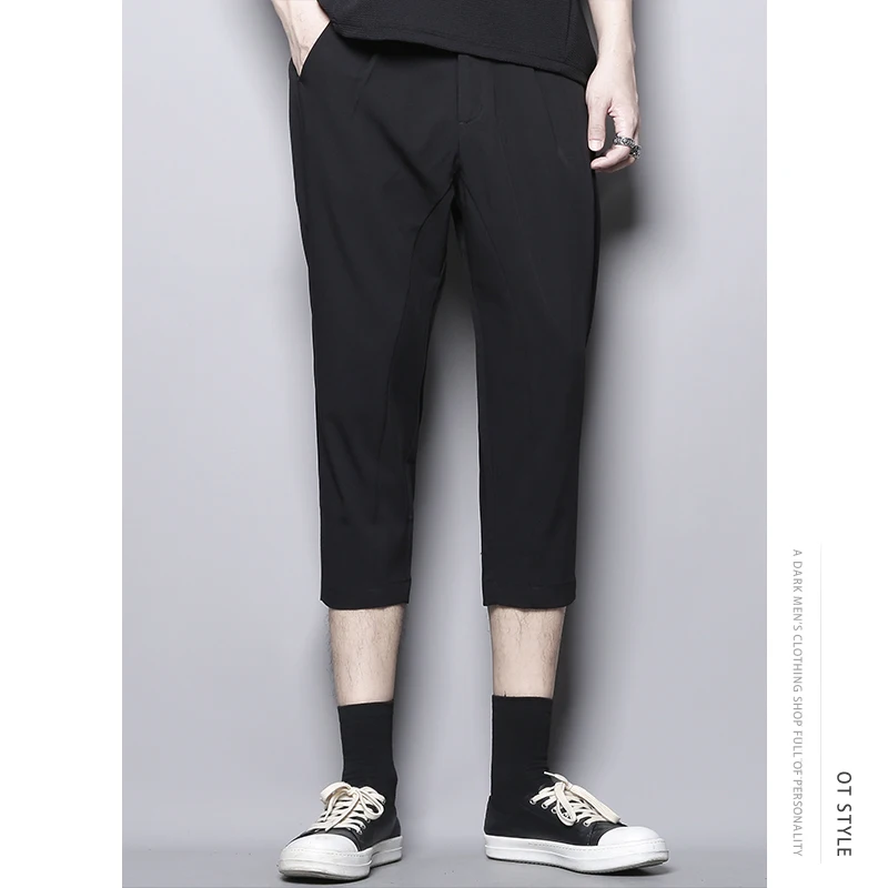 

Summer Japanese simple yuppie versatile simple slim fit youth straight casual pants trousers Capris men's pants