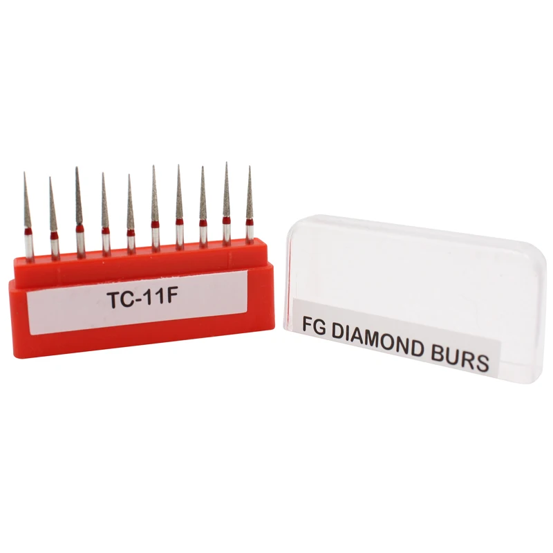 10Pcs/Pack Dental Diamond FG High Speed Burs Drills For Polishing Smoothing Teeth Polishers Dia.1.6mm Dentist Lab Materials