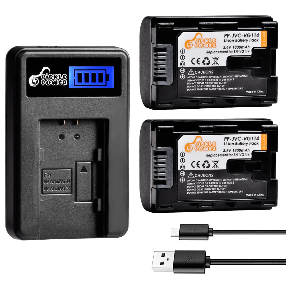 1800mAh BN VG114 BN-VG114 بطارية ل JVC BN-VG107 VG107U VG108U VG108E ، LED شاحن يو اس بي