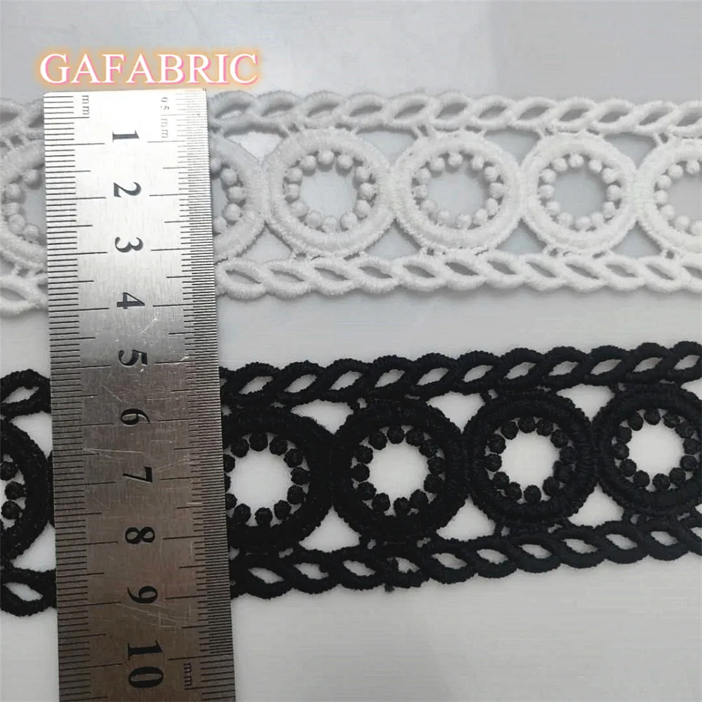 4cm Wide Black White Floral Embroidered Lace DIY Sewing lace Apparel Fabric Lace trimmings for Dress 1yard