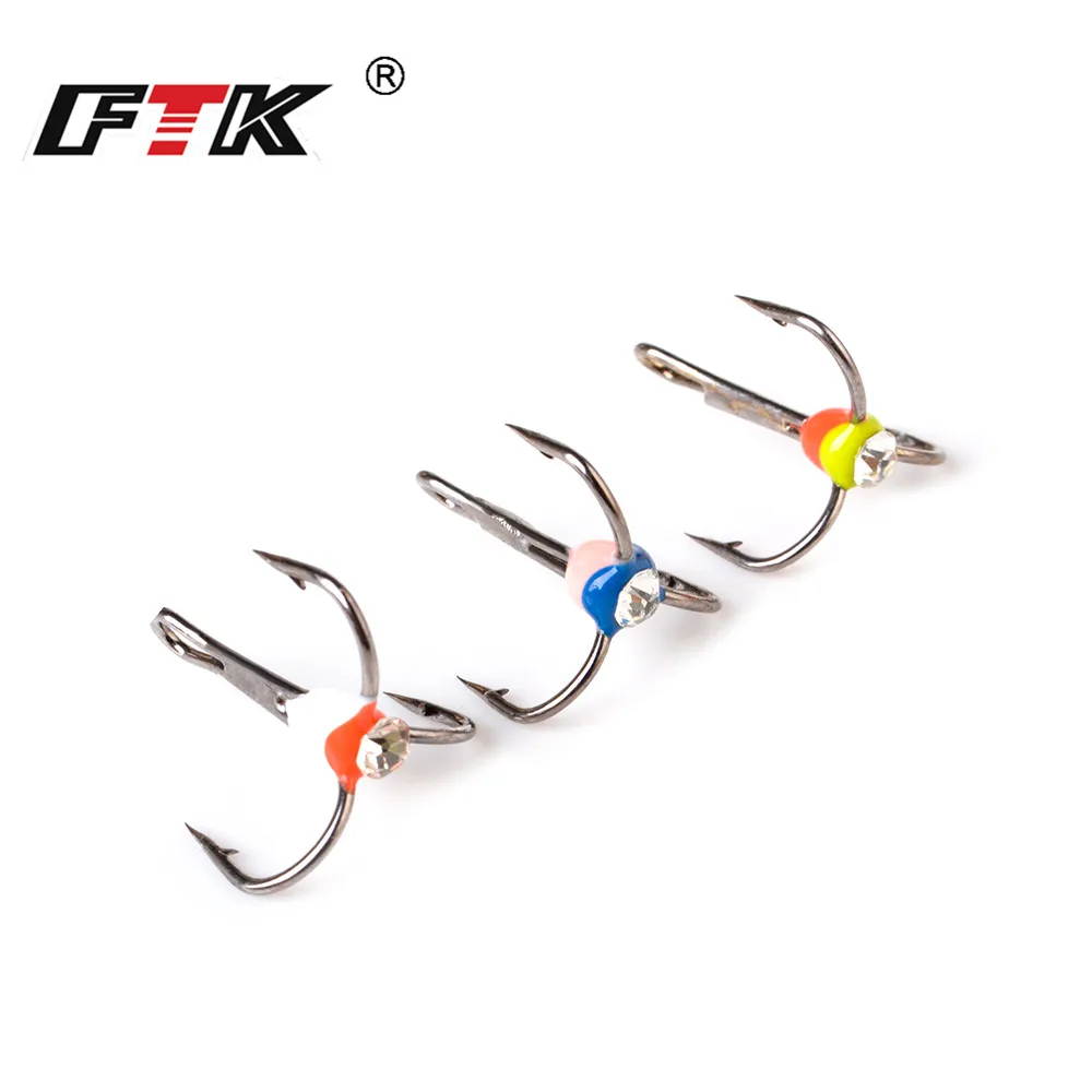 FTK Winter Ice Fishing Triple Fishing Hook Set Size 6#/8#/10#12# High Carbon Steel for Carp Fishing Hooks Japan