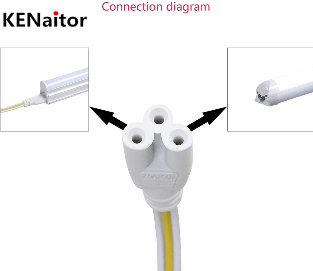 50pcs 3 pin LED Tube Connector 30cm Three-phase T5 T8  Led Lamp Lighting Connecting Double-end Cable Wire