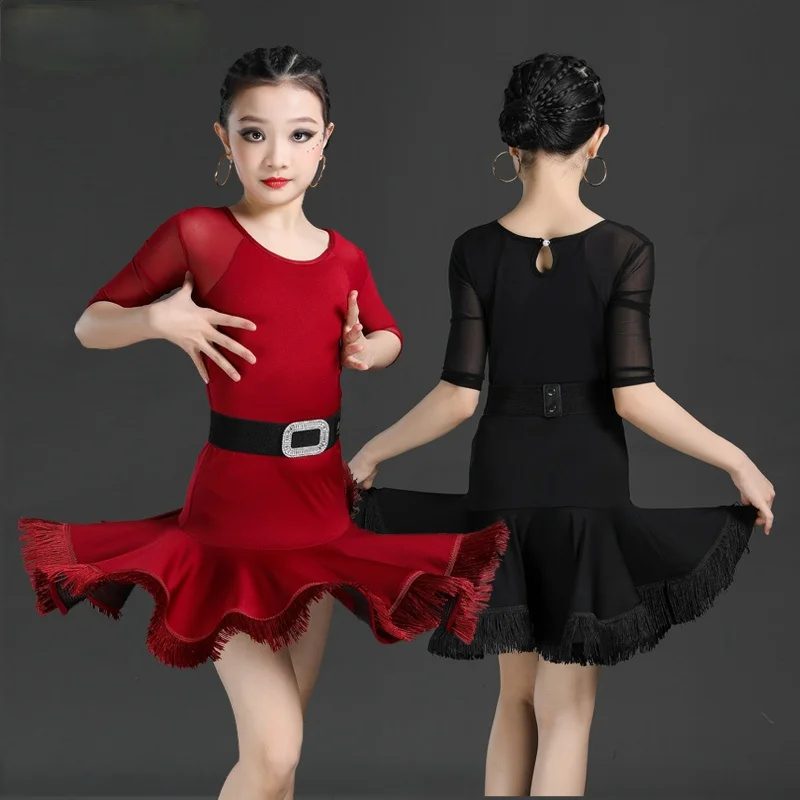 Latin Dance Dress for Girls Children New Spring Summer Competition Practice Clothes Professional Examination Tassel Dance Dress