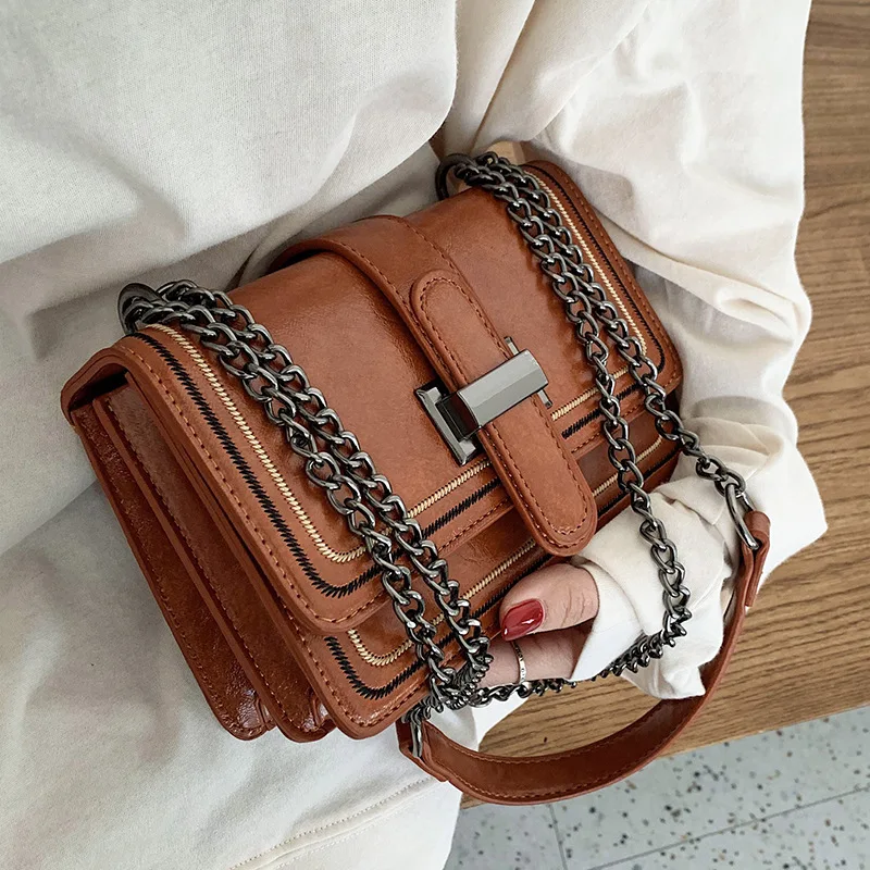 

Vintage PU Leather Crossbody bags for Women 2022 New Fashion Ladies Cluthes Messenger Shoulder Bag Luxury Design Female Purses