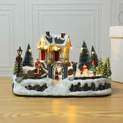 Christmas Decoration for Home Electric Luminous Music Courtyard Landscape House Ornament Santa Claus New Year Children's Gifts