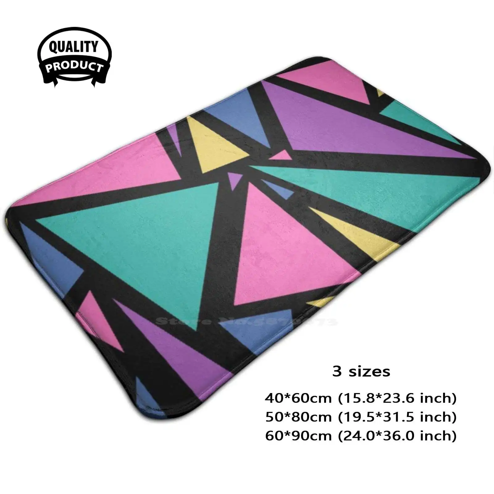 

80’S Triangles Soft Cushion Home Carpet Door Mat Car Rug 80 S Triangles Colorful Bold