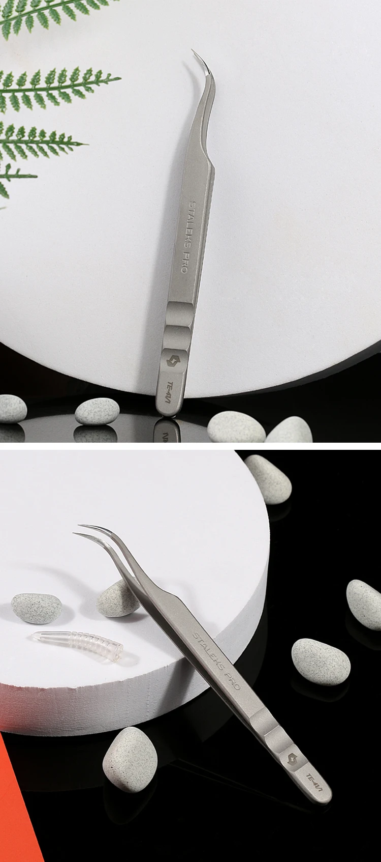 1pc STALEKS Pro High-precision Stainless Steel TE Series Straight Curved Tweezers Grafting Eyelashes Extension Makeup Tool