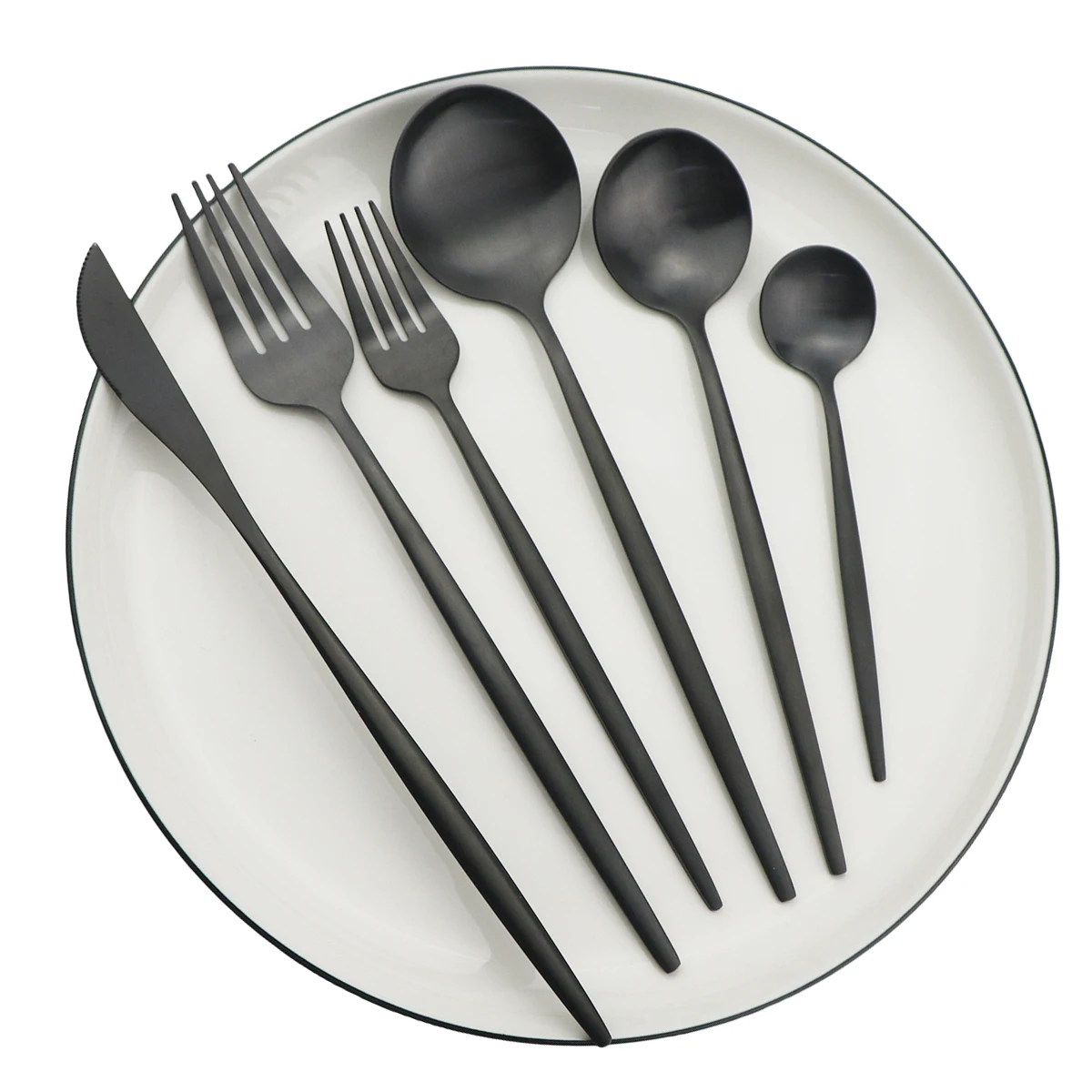 36Pcs Black Matte Flatware Cutlery Set 304 Stainless Steel Dinnerware Set Dessert Fork Spoon Silverware Set Kitchen Tableware