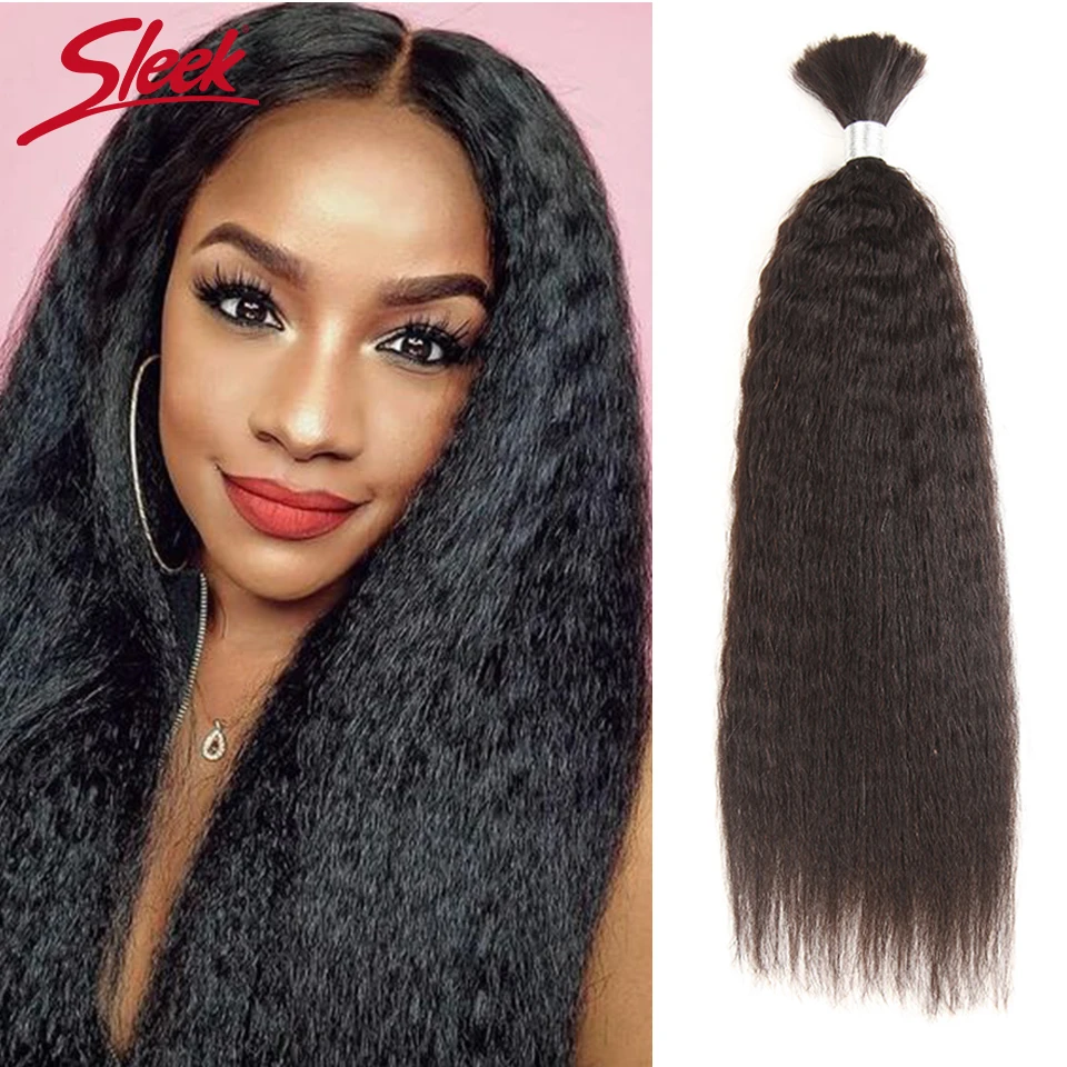 

Sleek Remy Brazilian Yaki Human Hair In Weaves Bundles Hair For Braiding In Natural Color 8 To 30 Inches Braid No Weft Hair Bulk