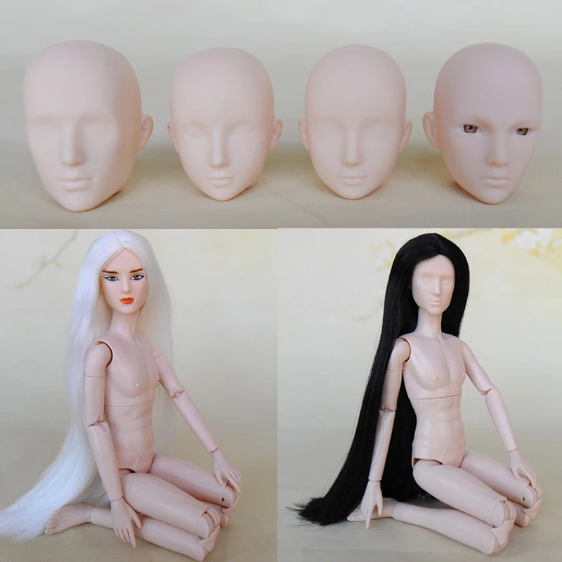 

1/6 Nude 31cm Male Doll 20 Joint Body BJD Boy Prince Long White Black Hair Boyfriend DIY Doll