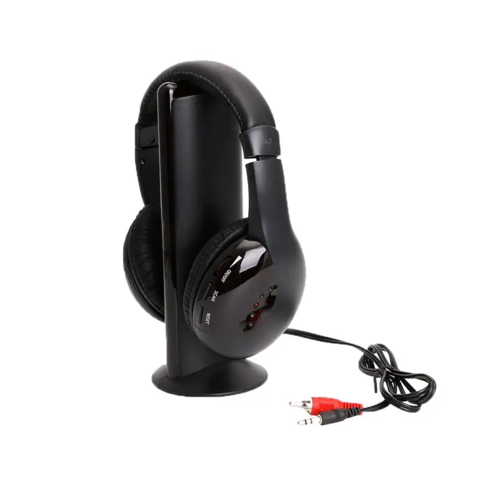 5 in 1 Hi-Fi Wireless Headphone with Microphone Earphone with headset stand for PC Laptop TV FM Radio