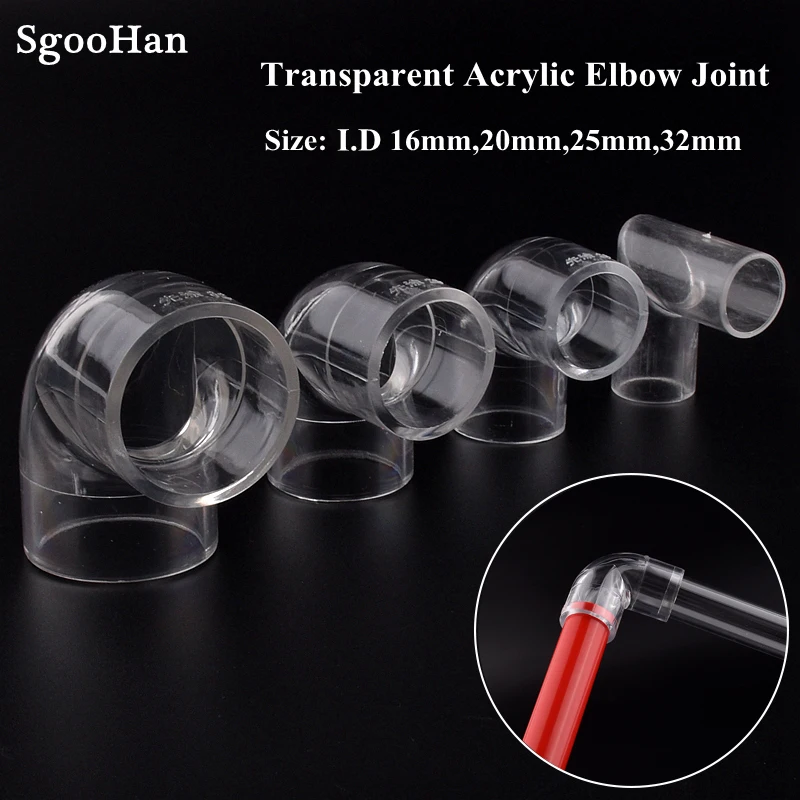 1pc 20/25/32/40/50mm Aquarium Fish Tank Plexiglass Acrylic Pipe Straight Joint Home DIY Water Tank PMMA Tube Elbow Tee Connector