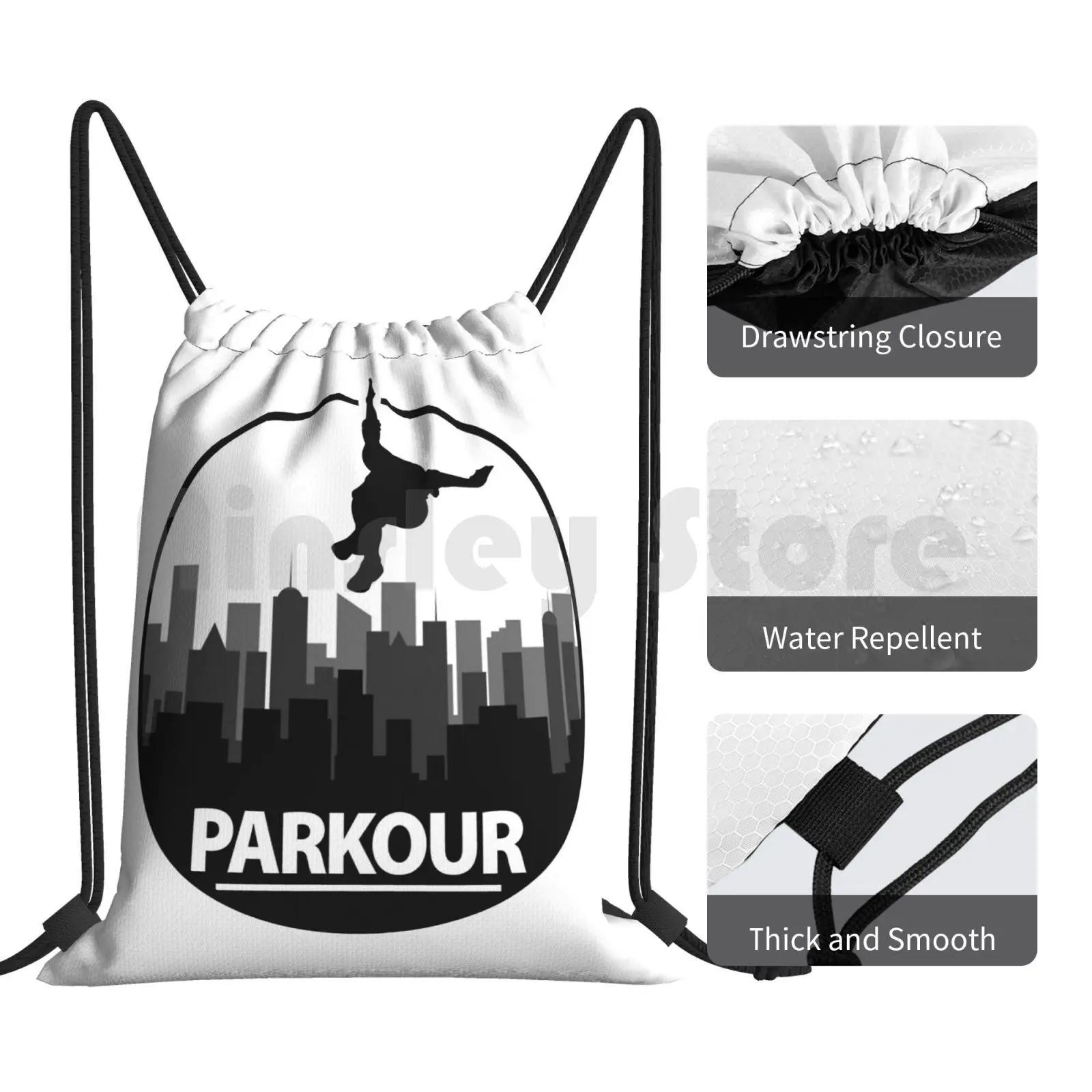 Parkour. Backpack Drawstring Bags Gym Bag Waterproof Parkour Sports Hobby Idea Leisure Free Running Backflip image 4