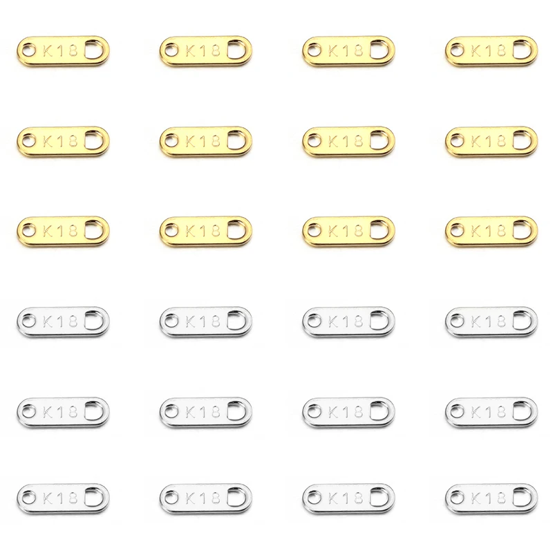 LINSOIR 30Pcs/lot Stainless Steel Engraved Rectangular Tail Chain Tag 11*3.5mm for Bracelet Necklace Jewelry Making