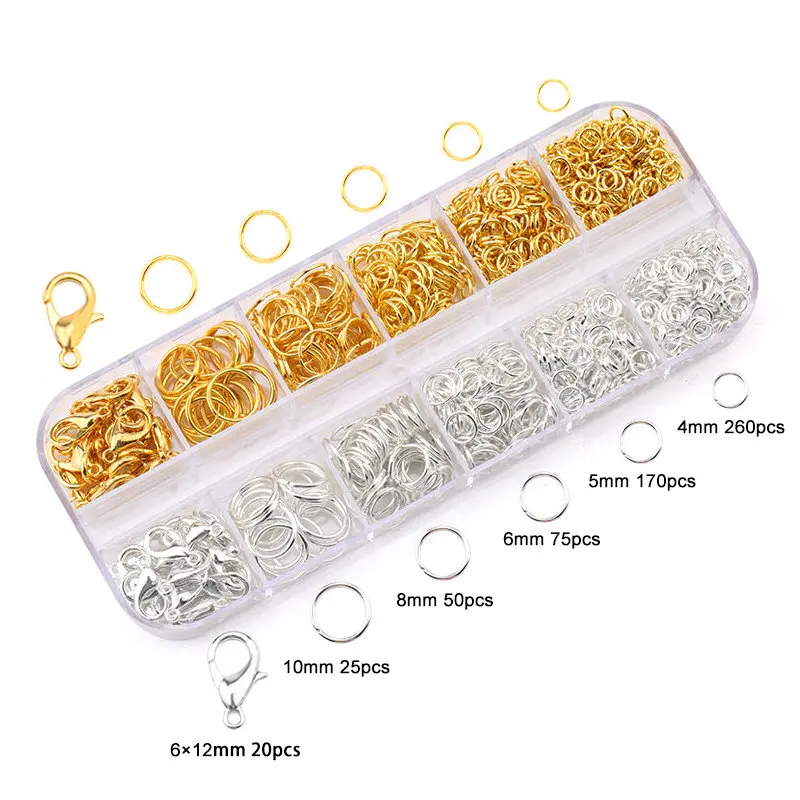 1 doos sieraden onderdelen sets zinklegering open jump rings kreeftgespen voor DIY armband ketting ketting accessoires maakbenodigdheden