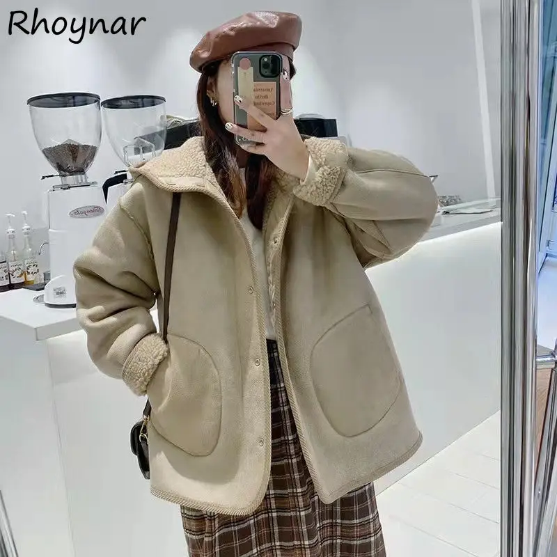 

Blends Women Outer Wear Winter Thicker All Match Hooded College Solid Single Breasted Fashion Korean Style Leisure Vintage Ins