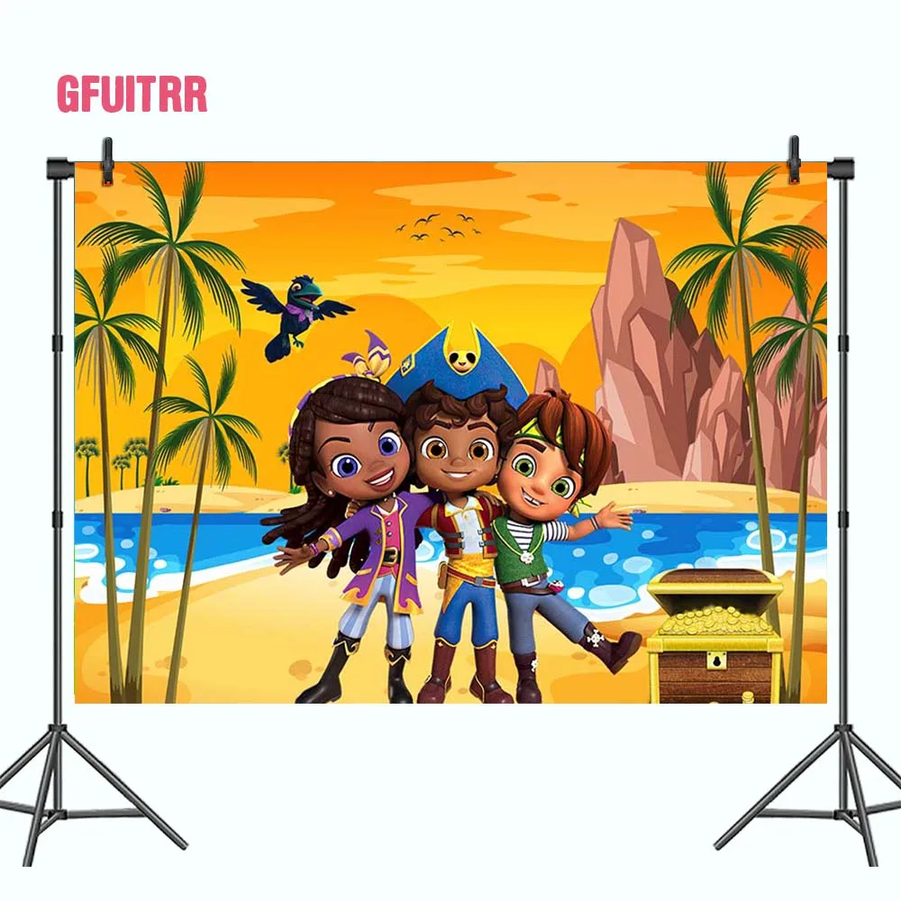 GFUITRR โจรสลัด Santiago ภาพพื้นหลังวันเกิดสำหรับเด็ก Party การถ่ายภาพฉากหลังที่กำหนดเองเด็กห้องนอนแบนเนอร์โปสเตอร์ Decor Prop
