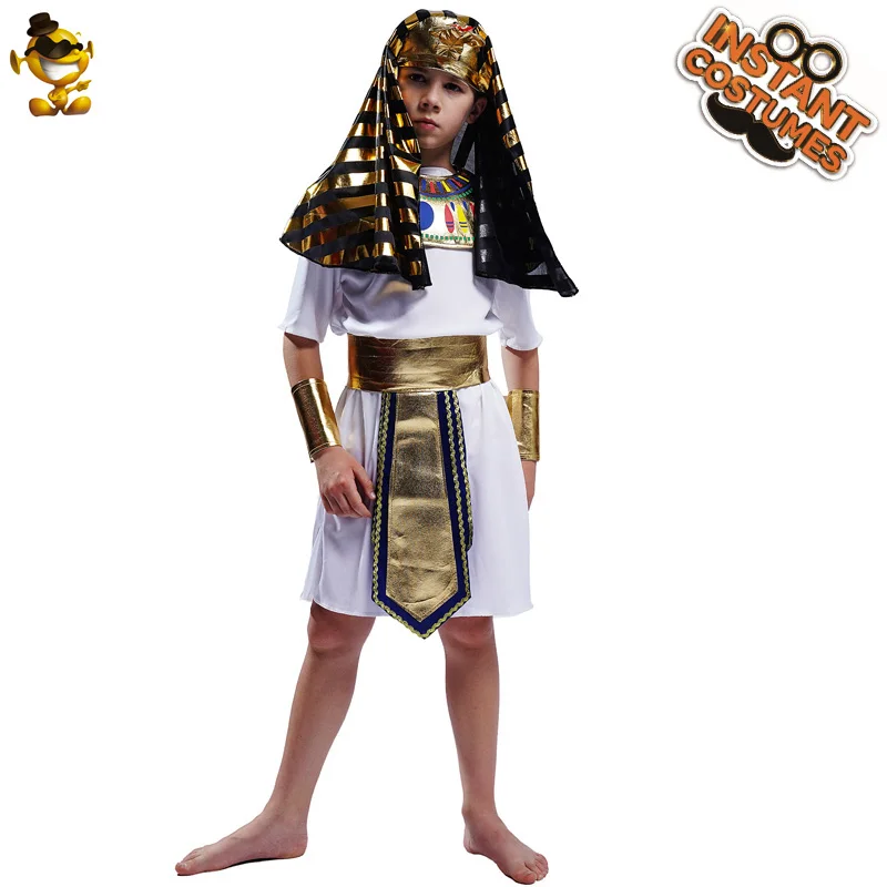 Disfraz de Faraón Egipcio de lujo para niño, disfraz de Halloween, Túnica de Egipto, juego de rol, fiesta, vestido elegante para niños