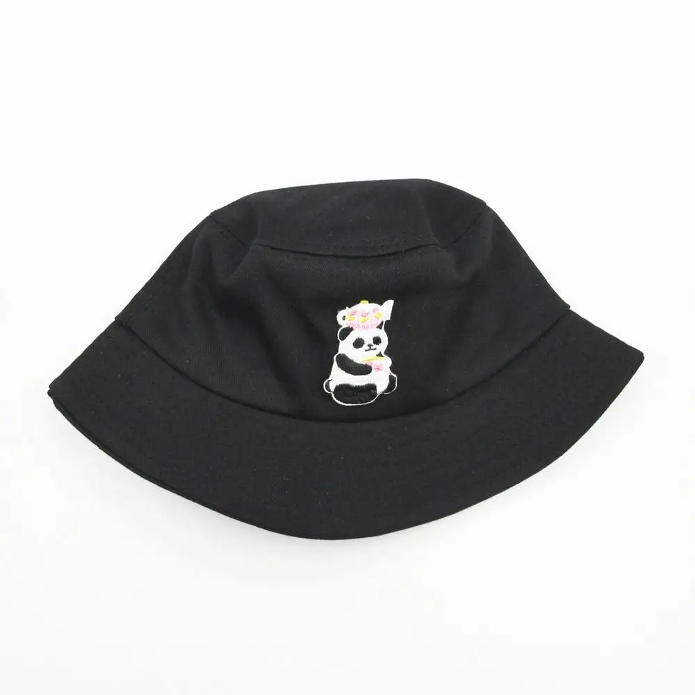 panda animal embroidery Bucket Hat Fisherman Hat outdoor travel hat Sun Cap Hats for kid men Women 376