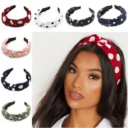 Furling Girl Pack of 1pc Polka Dots Chiffon Bow Knotted Hair Bands Hair Loop Headbands for Women Hair Accessories