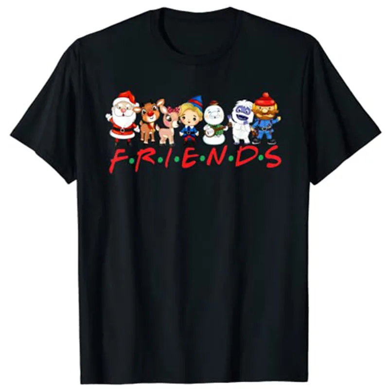 Christmas Friends Santa Rudolph Snowman Family Xmas Kids T-Shirt Graphic Tees