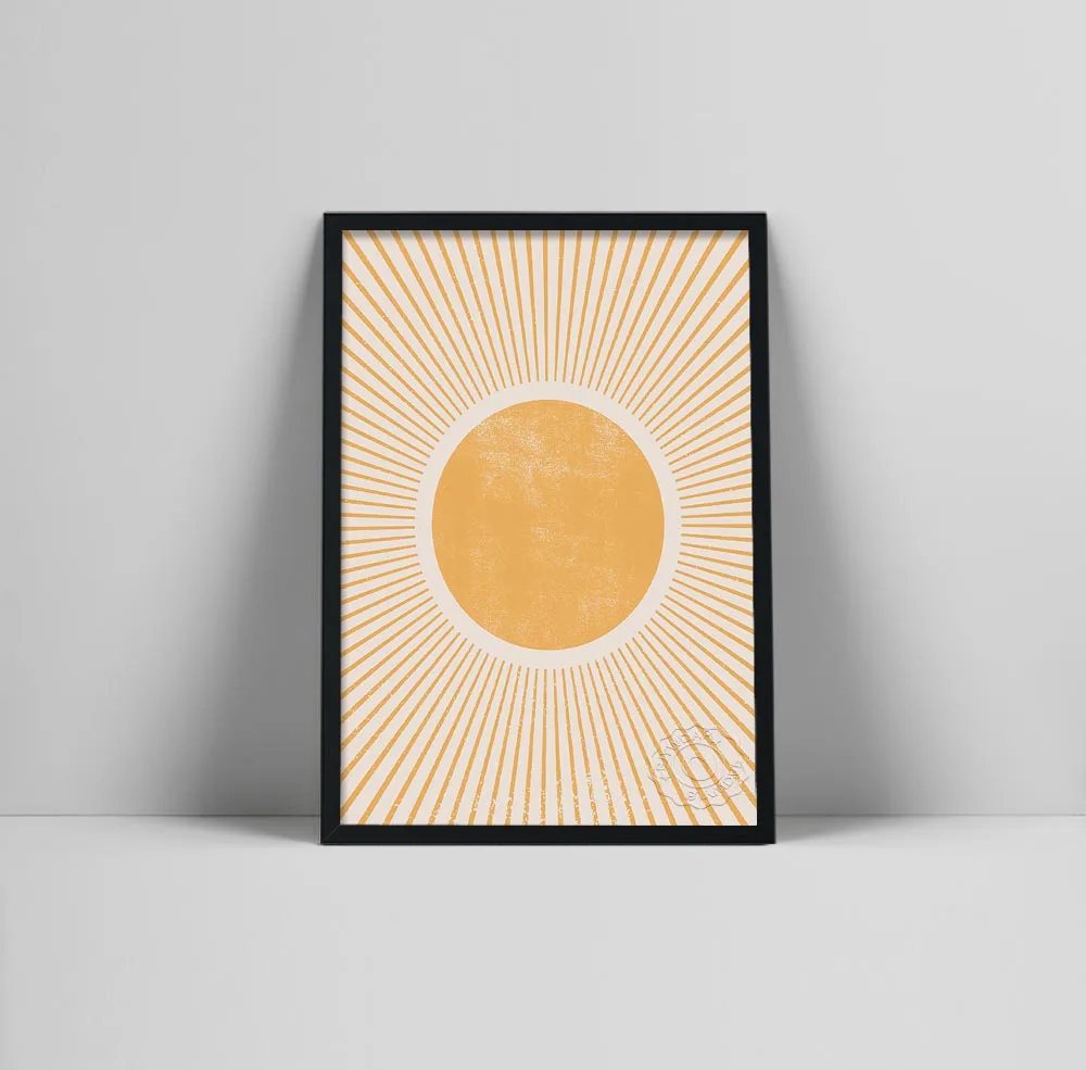 

Large Sun Art Print | Abstract Sun Wall Art | Sun Rays Circle Print | Mid Century Modern Poster | Printable Sunburnbow Want | r