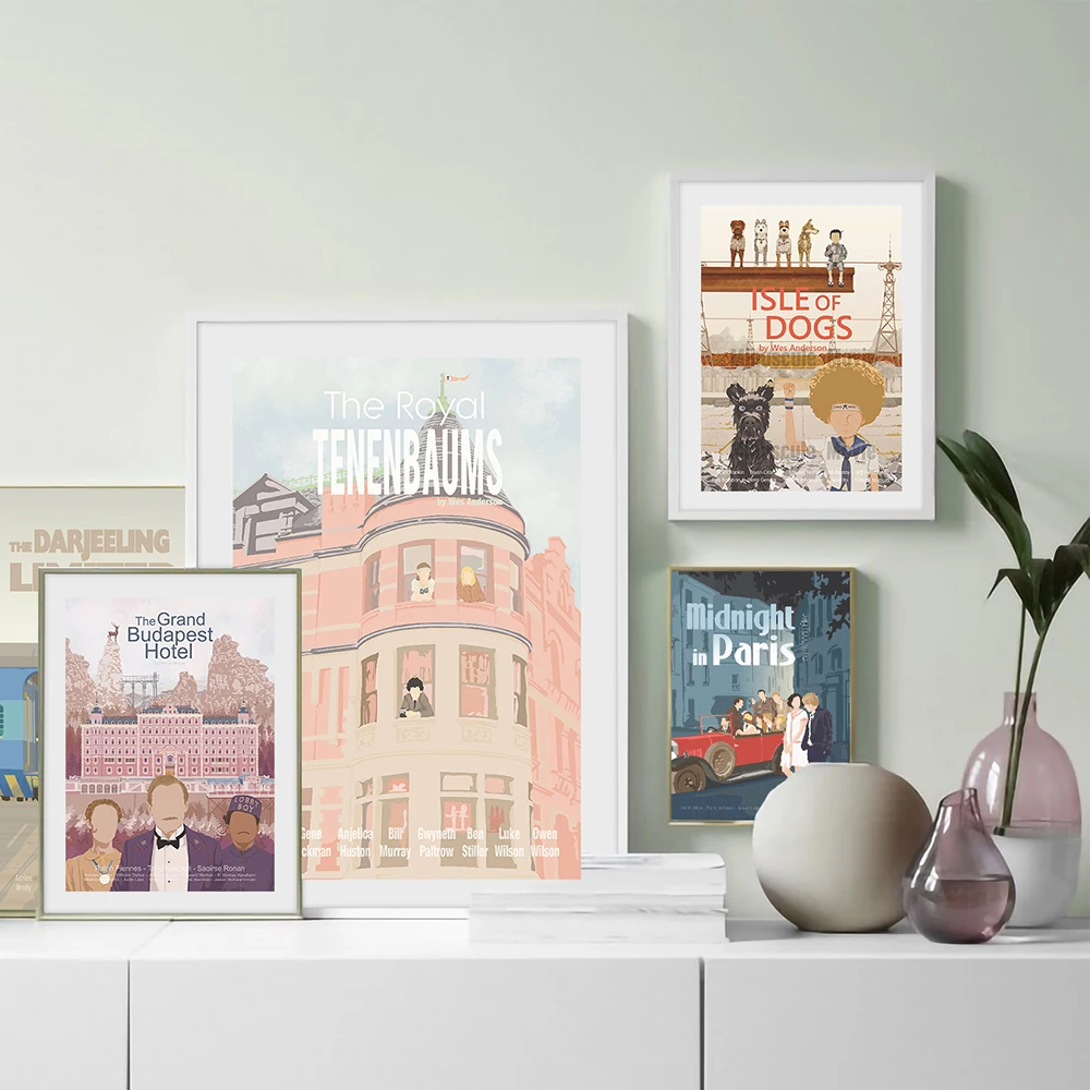 WES ANDERSON SET !! 7 Movies ! Canvas Painting Set Retro Poster And Prints Abstract Wall Art Pictures For Living Room Home Decor