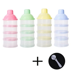 2PCS Portable Milk Powder Formula Dispenser Food Container Storage Feeding Box for Baby Kids Toddler Four Grids with Spoon