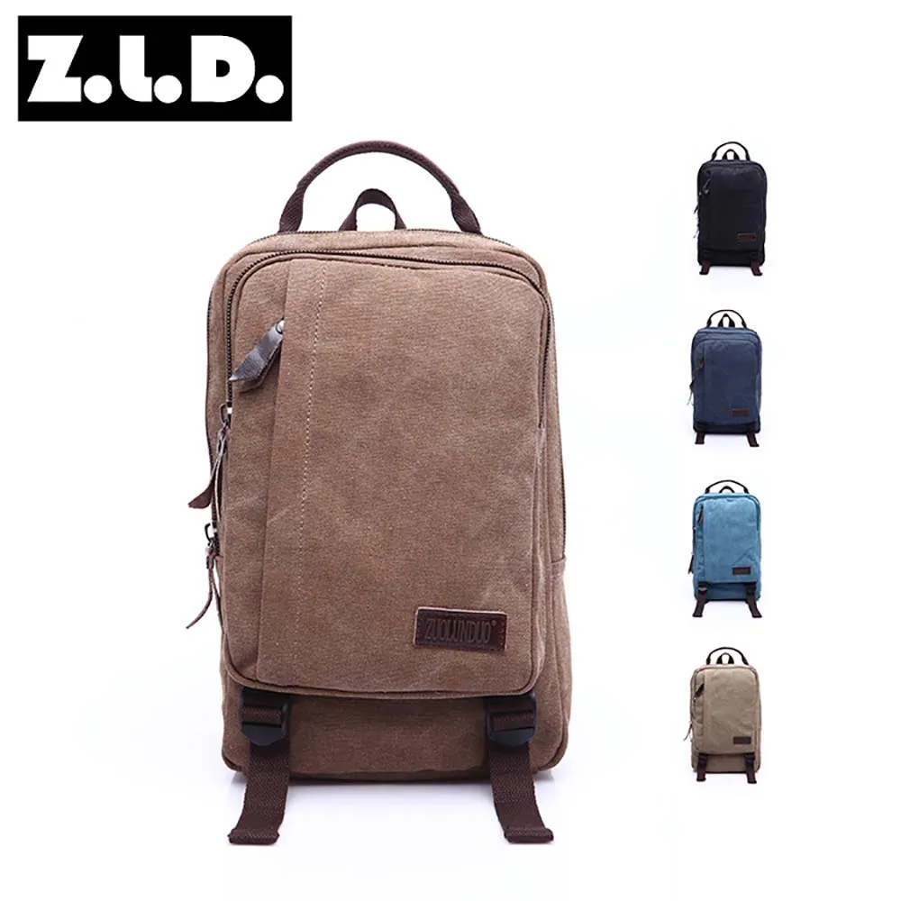 Backpack Men's Square Style Double Shoulder Bag Package Canvas High Quality Pack Practical Wear-Resistant Waterproof Small Size
