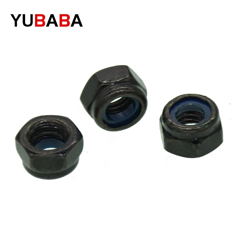 DIN985 BLACK Carbon steel Hex Lock nut M2 M2.5 M3 M4 M5 M6 M8 M10 M12 Nylon Self-locking  Slip Lock Nut