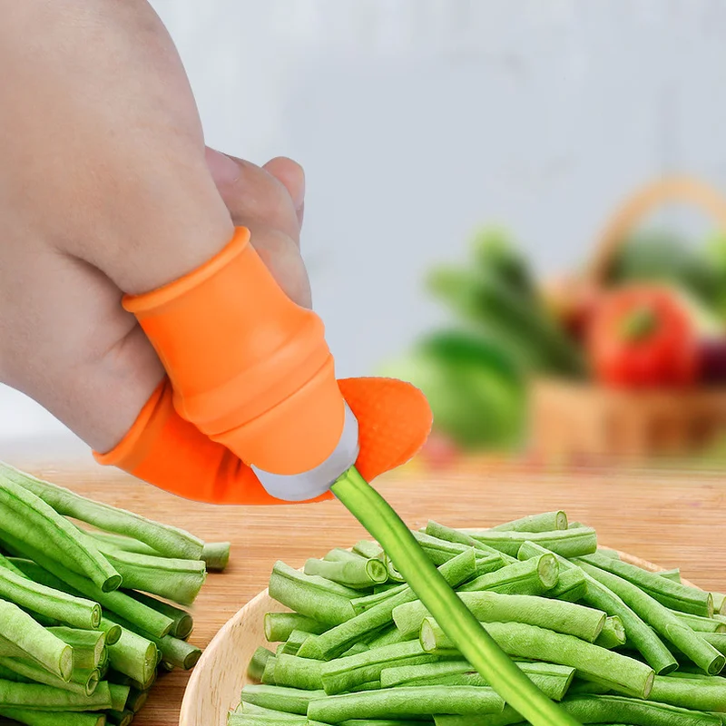 Silicone Thumb Knife+5PCS Finger Protector Gears Cutting Vegetable Harvesting Knife Pinching Plant Blade Scissors Garden Gloves