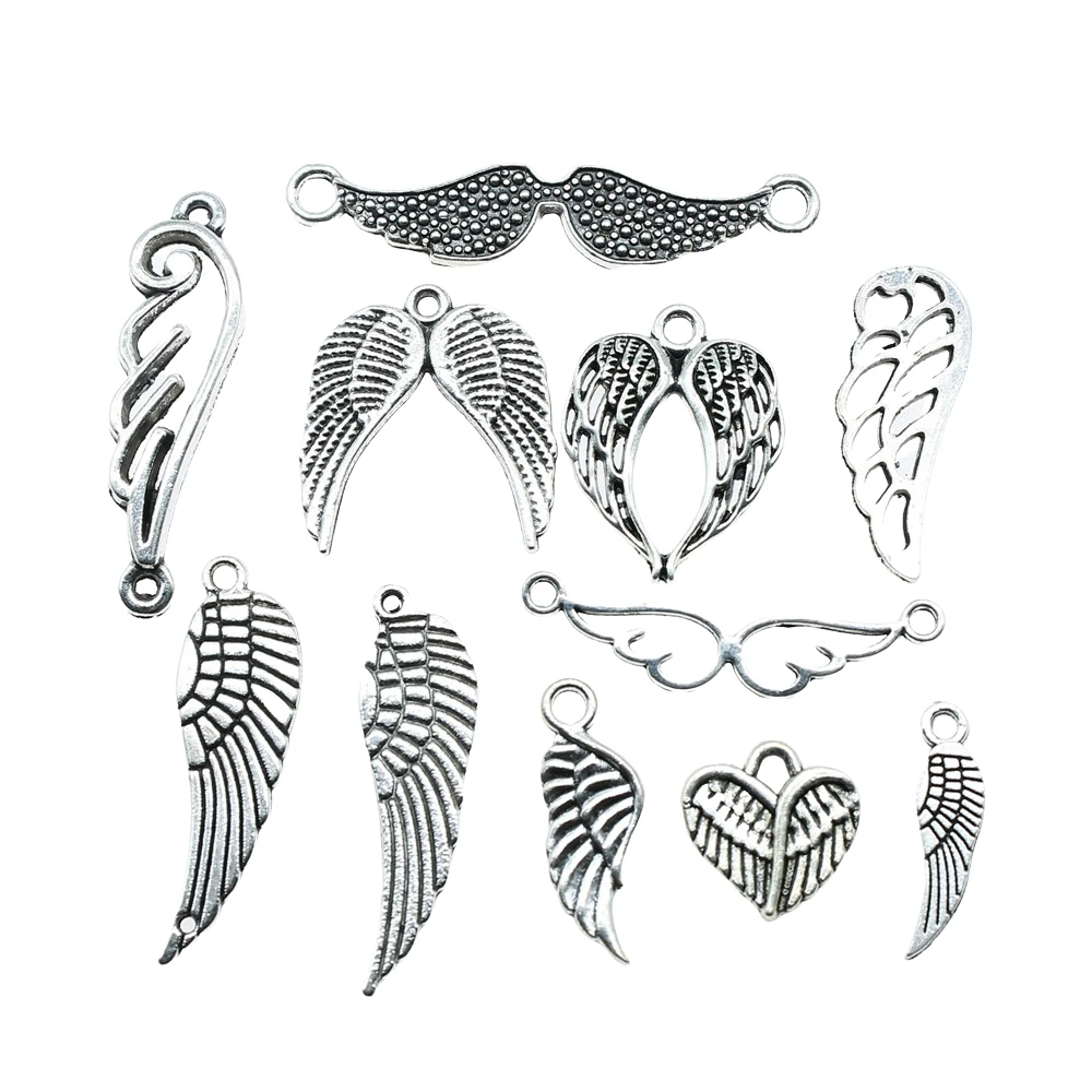 20pcs Charms Wing Antique Silver Color Small Wing Charms Jewelry Findings DIY Bird Wing Charms Wholesale