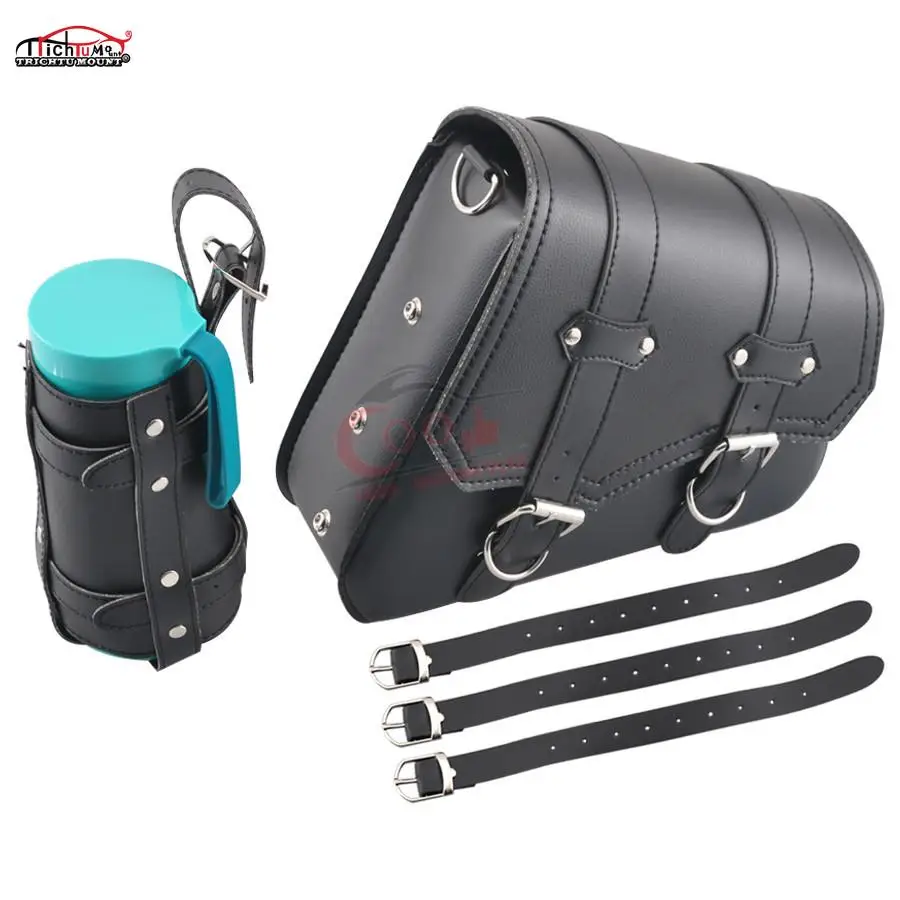 Universal PU Leather Motorcycle Side Saddlebag BlackTool Luggage Saddle Bag For Harley Sportster XL 883 XL1200