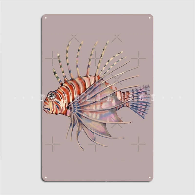 Lionfish Aquarel Ocean Fish Metal Plaque Poster Cinema Garage Cave Pub Personalized Plaques Tin Sign Poster