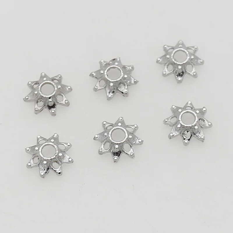 100pcs/Lot Simple Silver Tone Flower Tassel Caps 9mm Handmade Women Zinc Alloy Loose Bead Cap Trays Spacer DIY Jewelry Findings