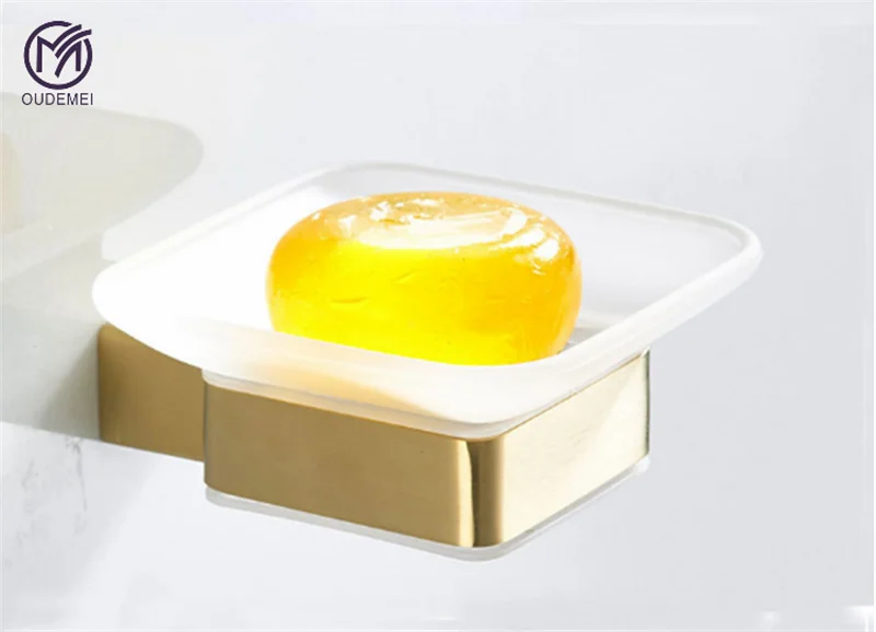 

Stainless Steel Gold Soap Dish Modern Bathroom Soap Dish Set Glass soap Holder