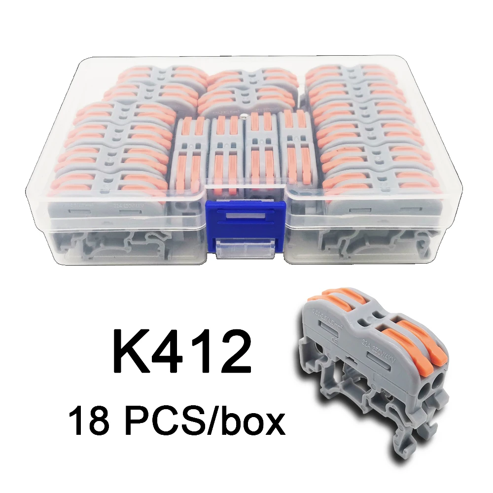Mini Snelle Boxed Draad Connector K411 K412 K413 Compact Dirigent Lente Bedrading Connector Dirigent Push-In Terminal Block