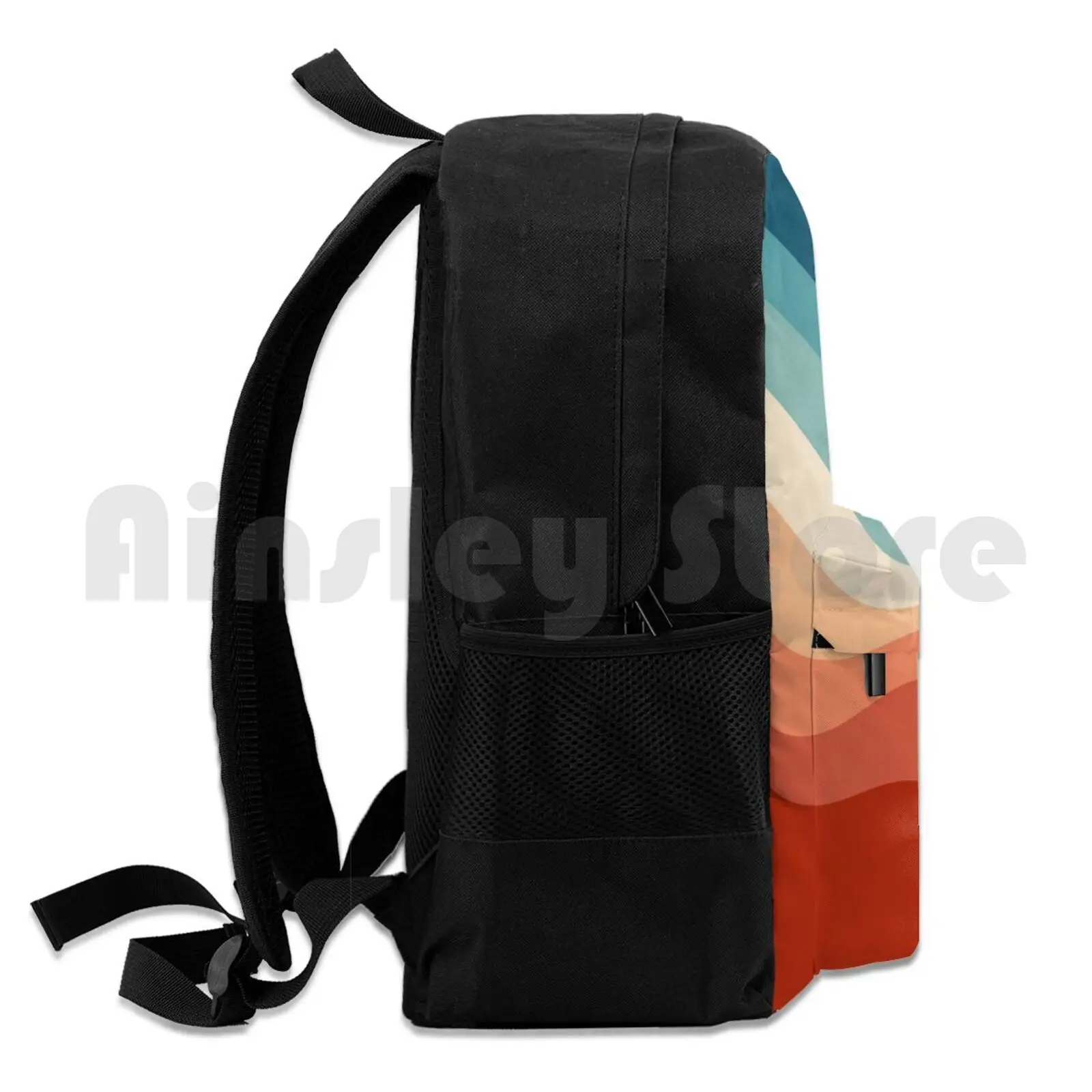 Retro Style Waves Outdoor Hiking Backpack Riding Climbing Sports Bag Retro Waves Waves Retro Stripes Striped Lines Colorful