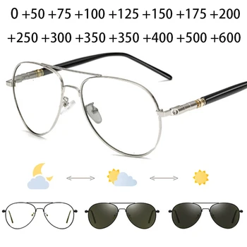 Owalne okulary pilot z dużą ramką – do czytania do dali z korekcją + UV400