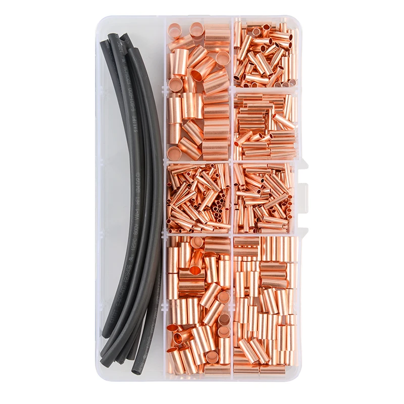 480pcs Copper GT small copper tube connecting tube wire joint terminal crimping small copper tube butt terminal connector set