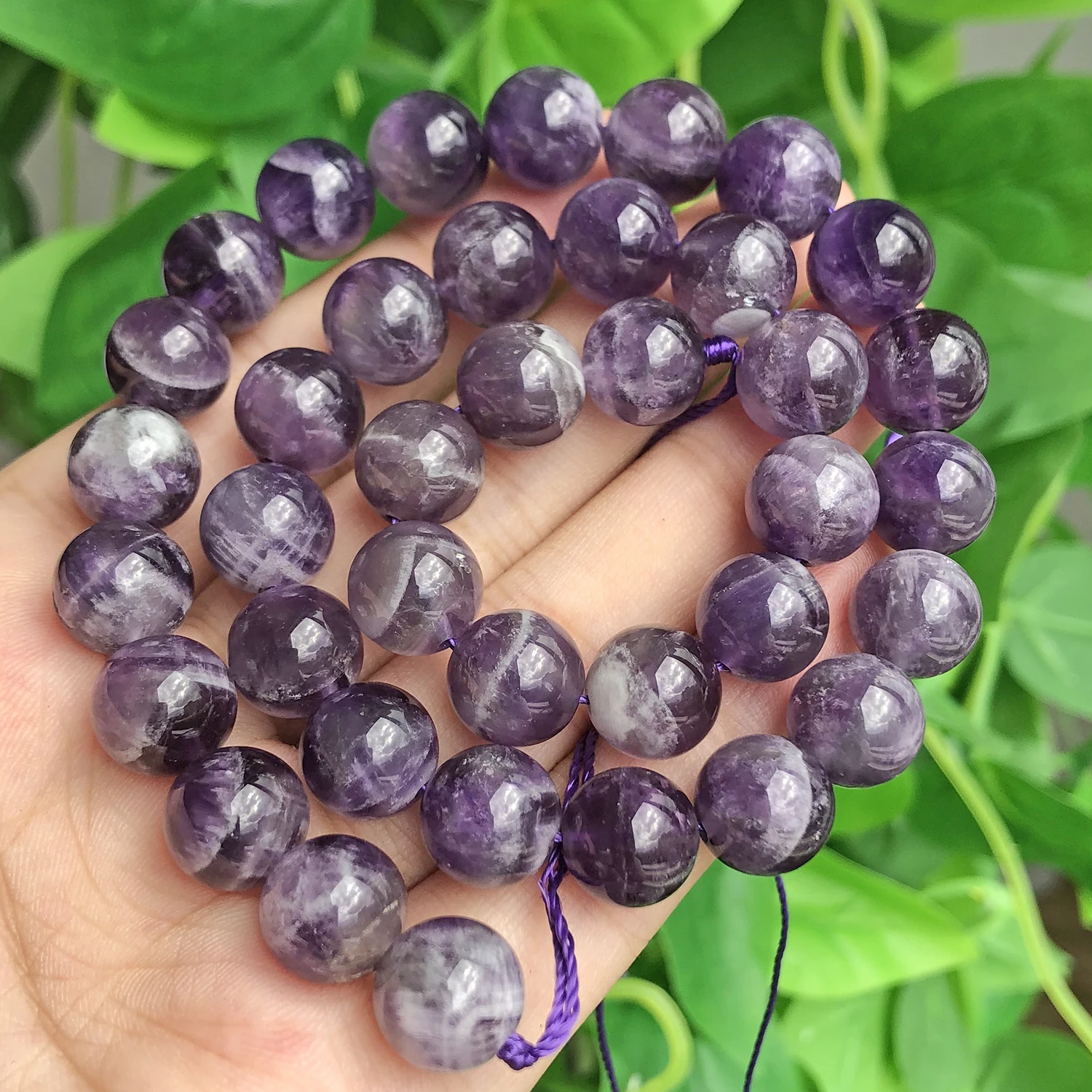 Natural Flower Purple Amethyst Round Stone Beads Loose Spacer Beads For Jewelry Making 4/6/8/10/12mm DIY Bracelet 15 inches