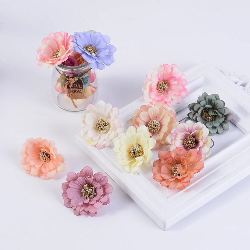 10Pcs Artificial Lotus Silk Flower Heads Home Decor DIY Garland Wedding Party Flower Wall Decoration Scrapbook Wreath Crafts