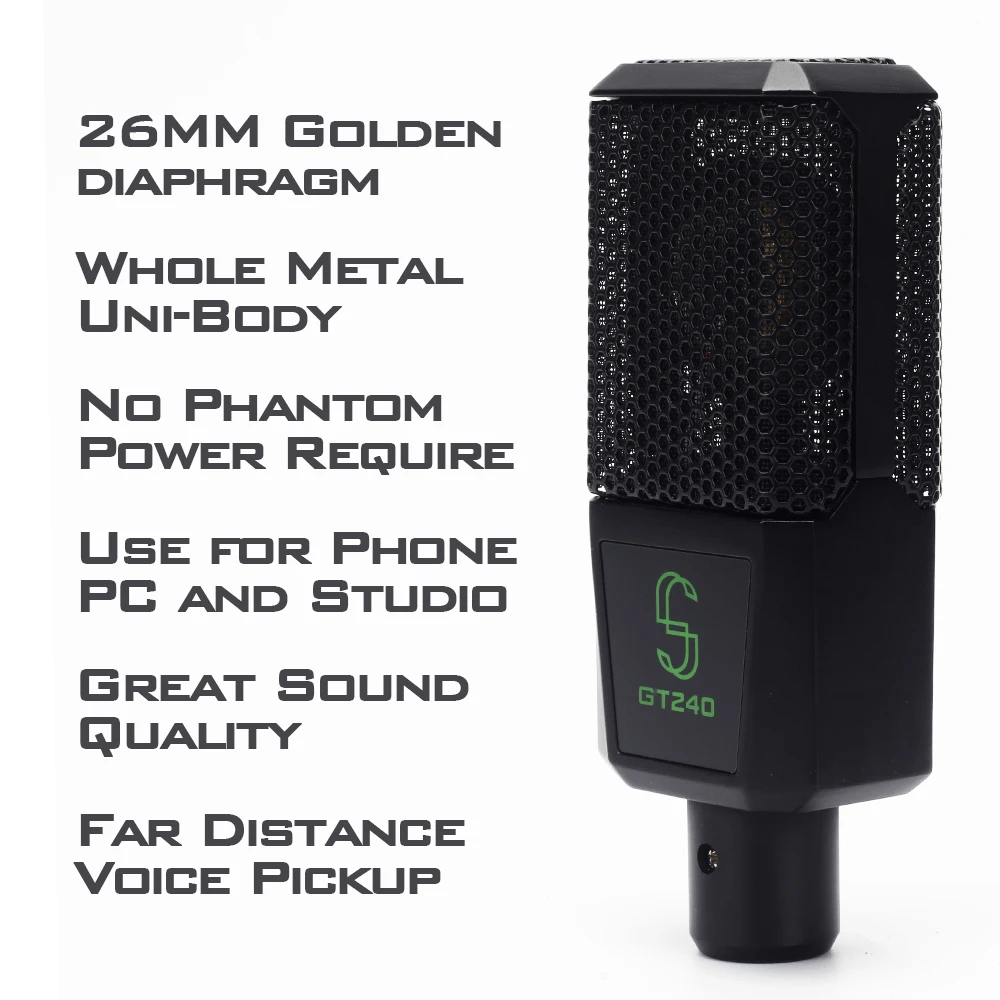 Studio Microphone Professional Condenser Mic Gaming Live Streaming Broadcast without 48V Phantom Power For Computer Phone PC