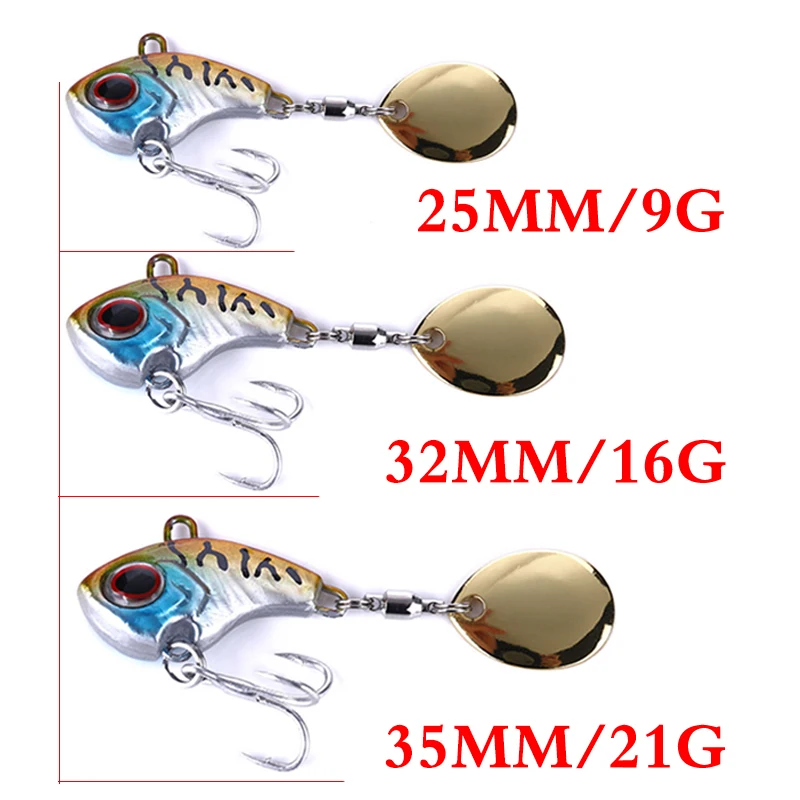 1 Chiếc Kim Loại Rung VIB Với Con Quay Spinner Mồi Dụ Cá 9G 16G 21G Mùa Đông Đá Cứng Mồi cá Chép Pike Bass Wobblers Crankbaits