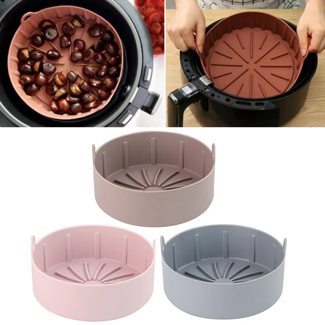 Air Fryer Accessories Non Stick Silicone Baking Pot Cake Baking Tray Pan For Airfryer  Air Fryer Accessories Non Stick Silicone