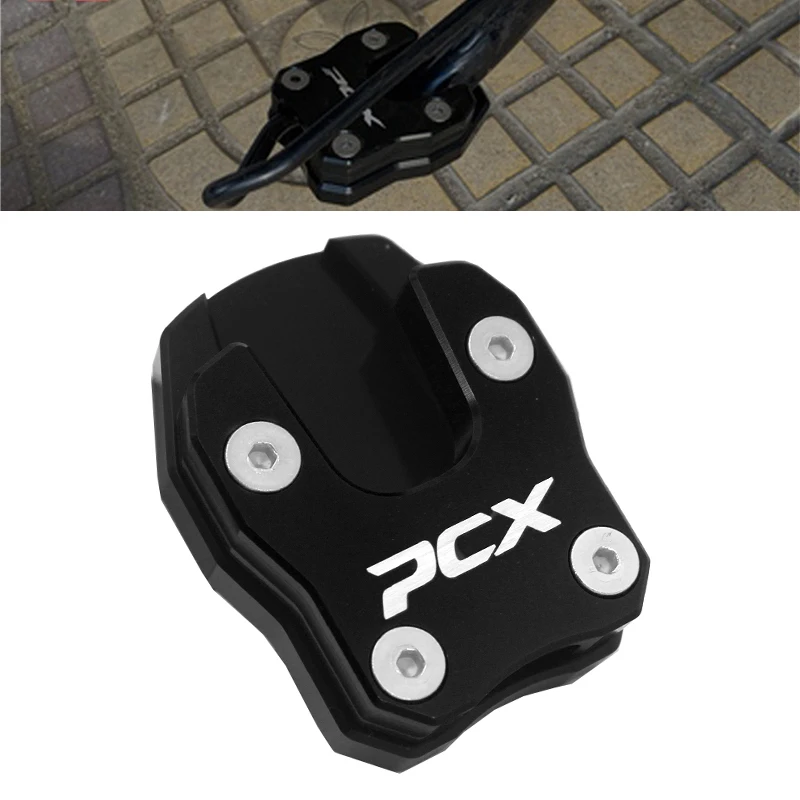 Motorcycle CNC Kickstand Foot Side Stand Support Extension Enlarger Pad For HONDA PCX125 PCX150 PCX 125 150 2018 2019 2020 2021